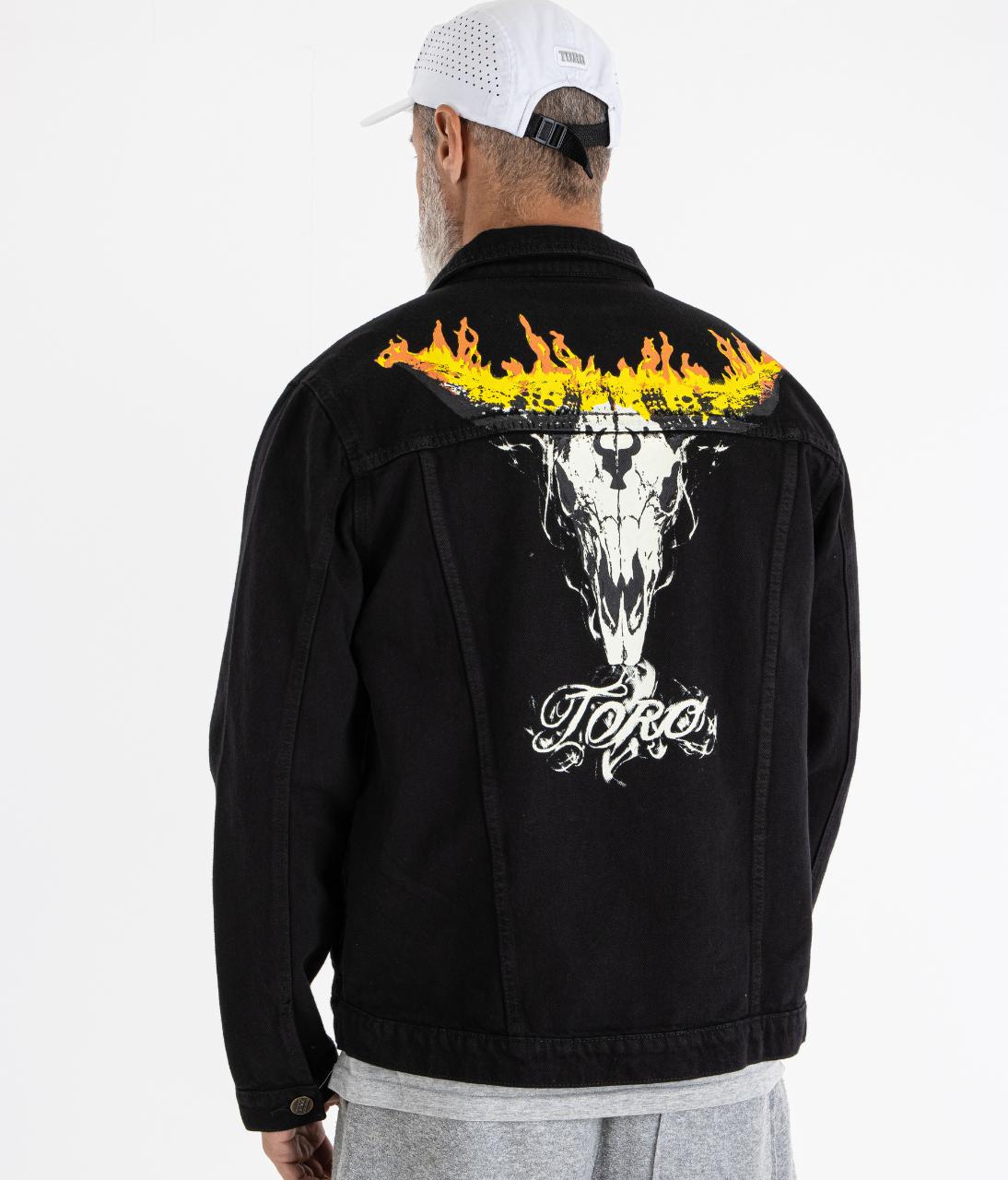Jaqueta TORO Jeans preta Flame Skull