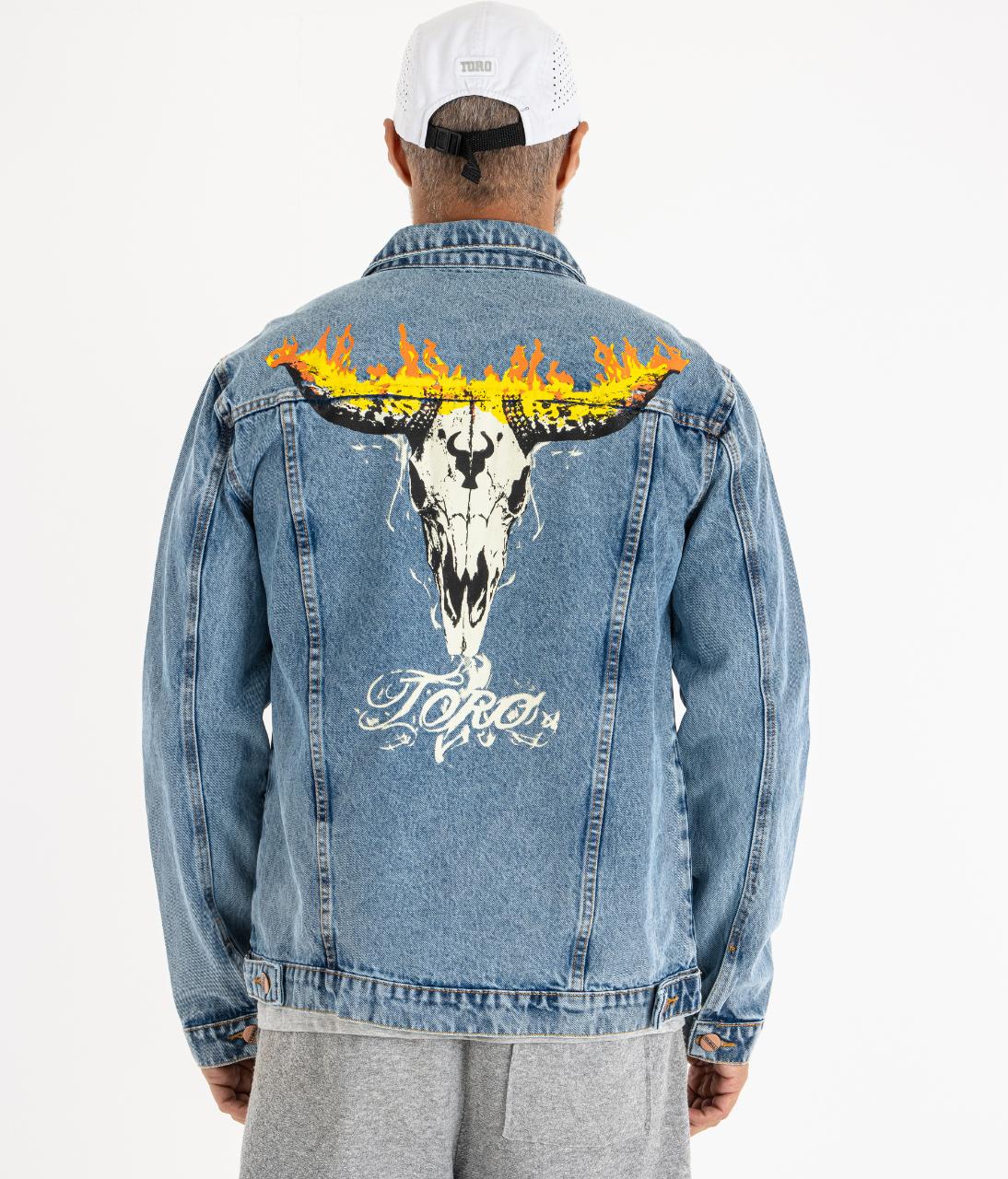 Jaqueta TORO Blue Jeans Flame Skull