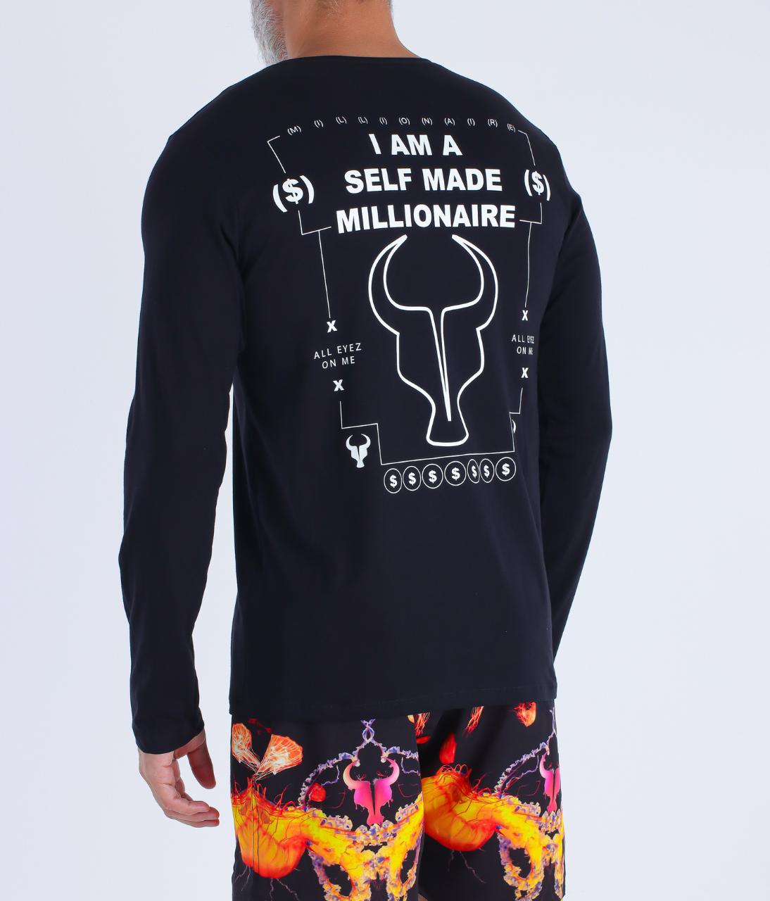 T-shirt M/L Toro decote V ALL EYEZ ON ME fio egípcio Black