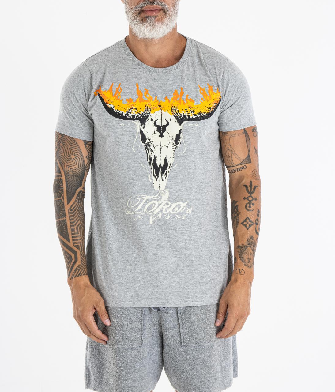 T-shirt TORO Flame Skull Gray