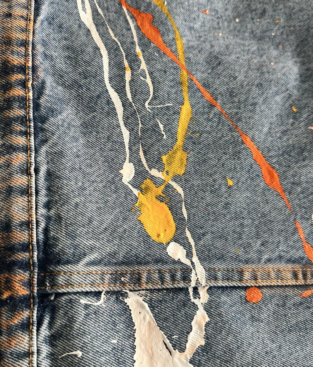 Jaqueta TORO Custom respingos Jeans Flame Skull  Tam/GG