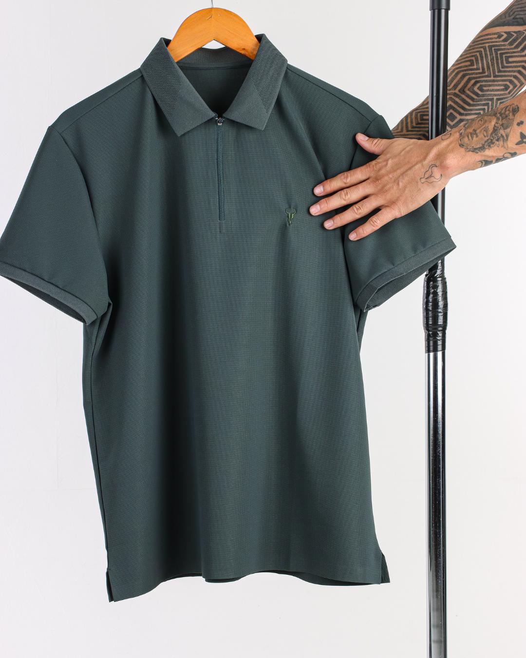 CAMISA POLO TORO TECH ZIPER VERDE PETROLEO POLIAMIDA