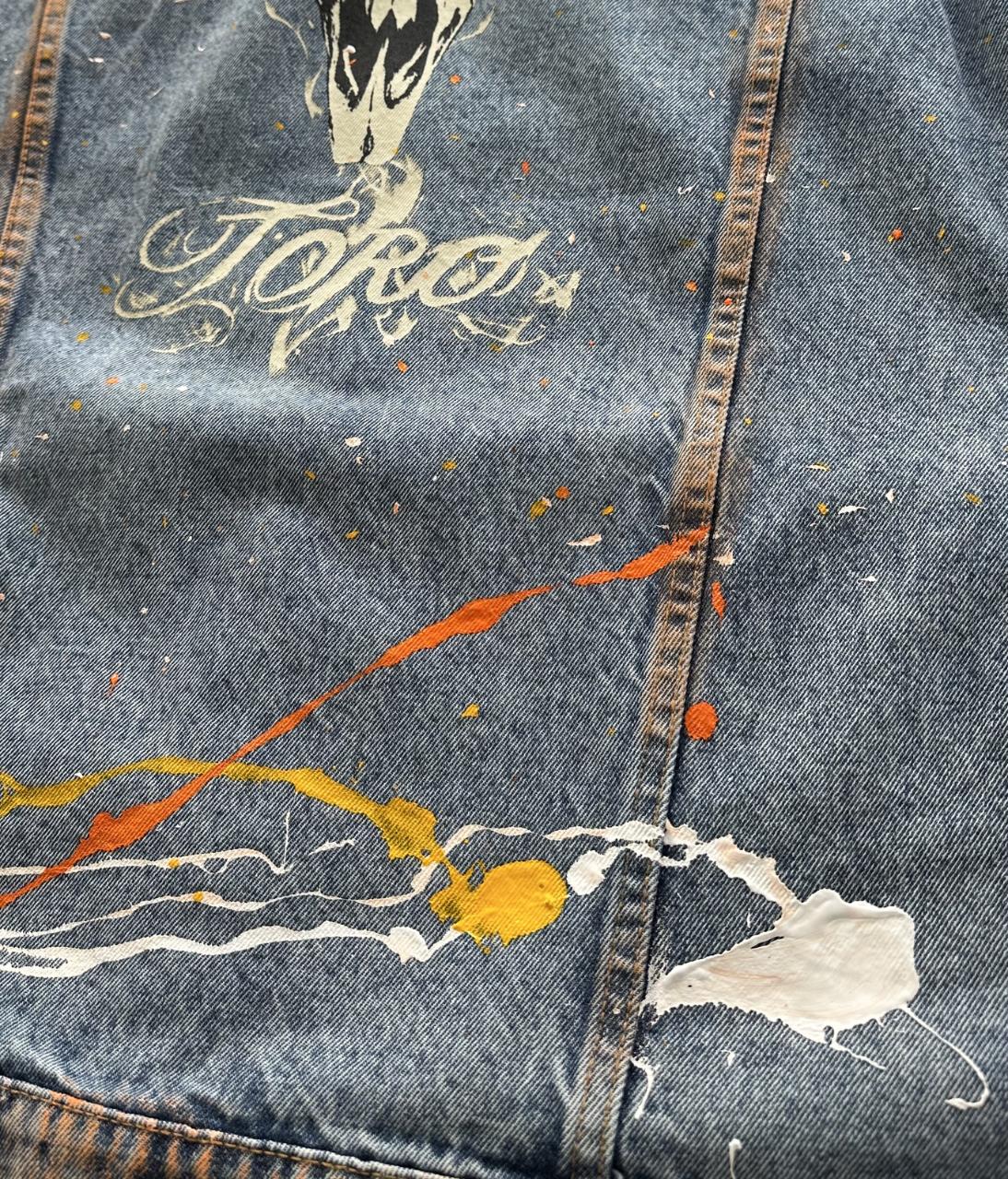 Jaqueta TORO Custom respingos Jeans Flame Skull  Tam/GG