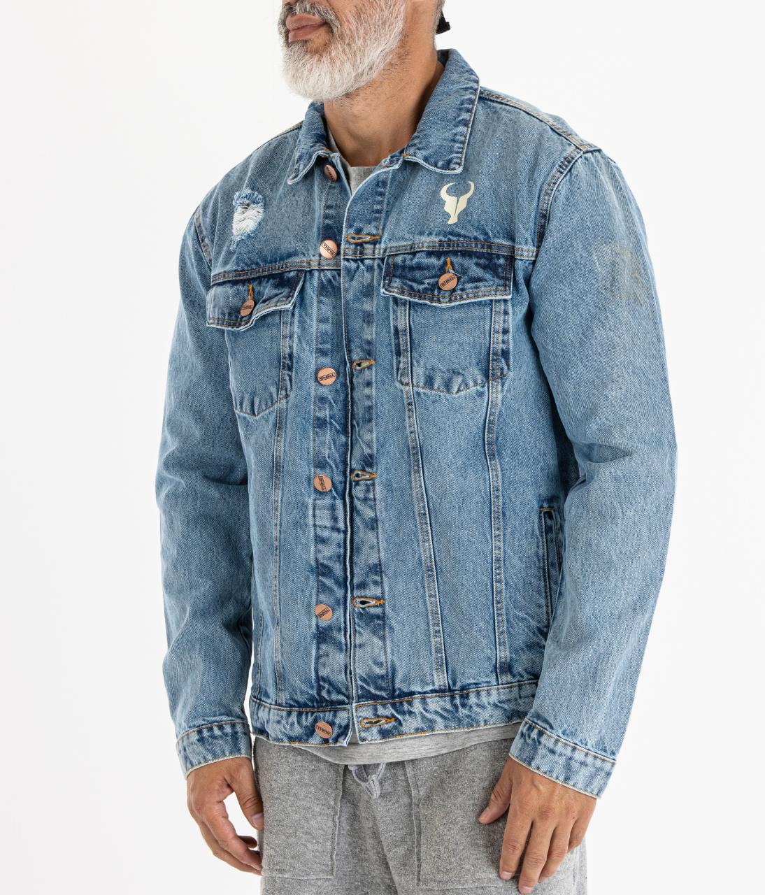 Jaqueta TORO Blue Jeans Flame Skull