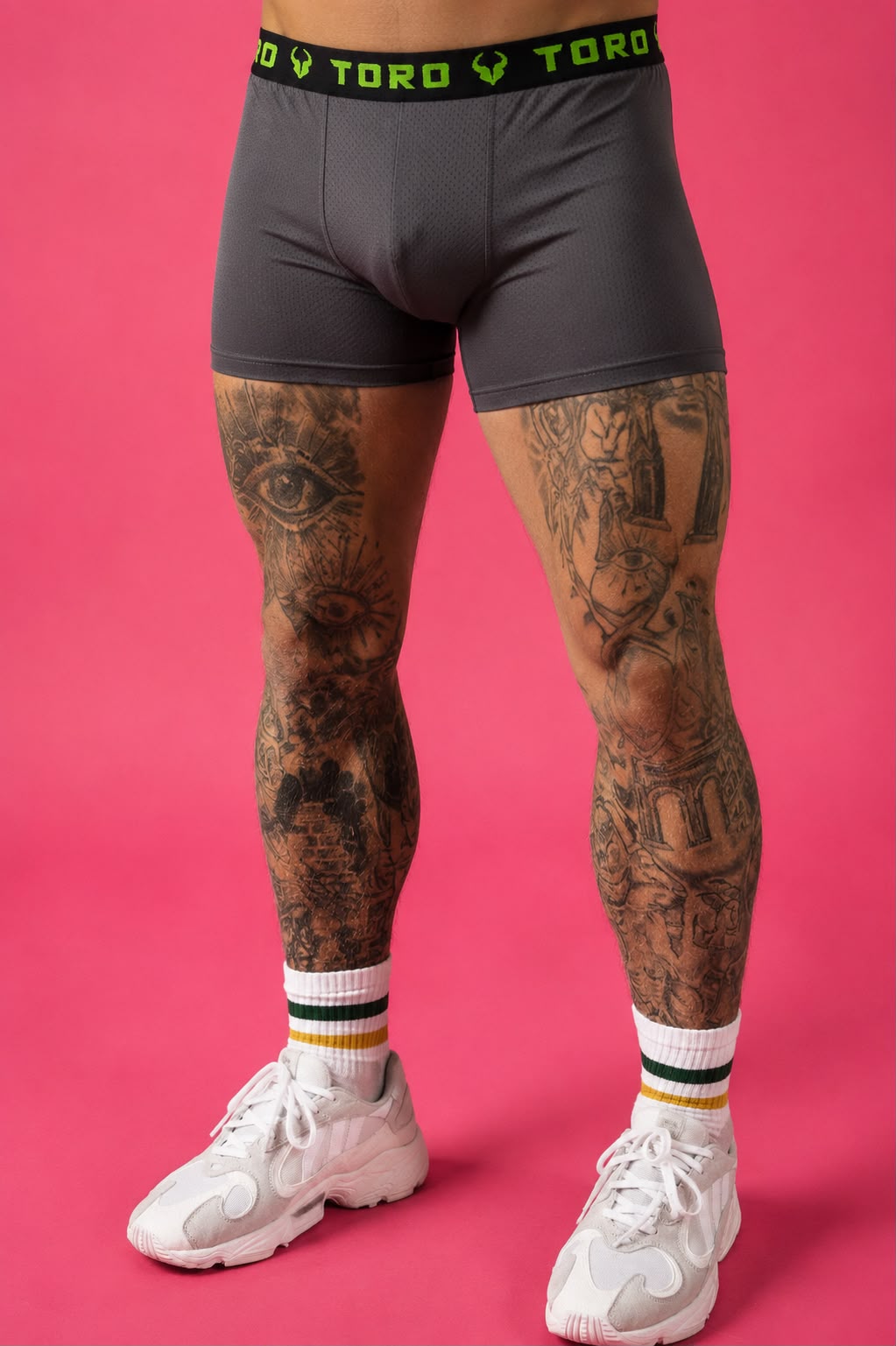 Cueca Toro  Dry cinza escuro com elástico verde