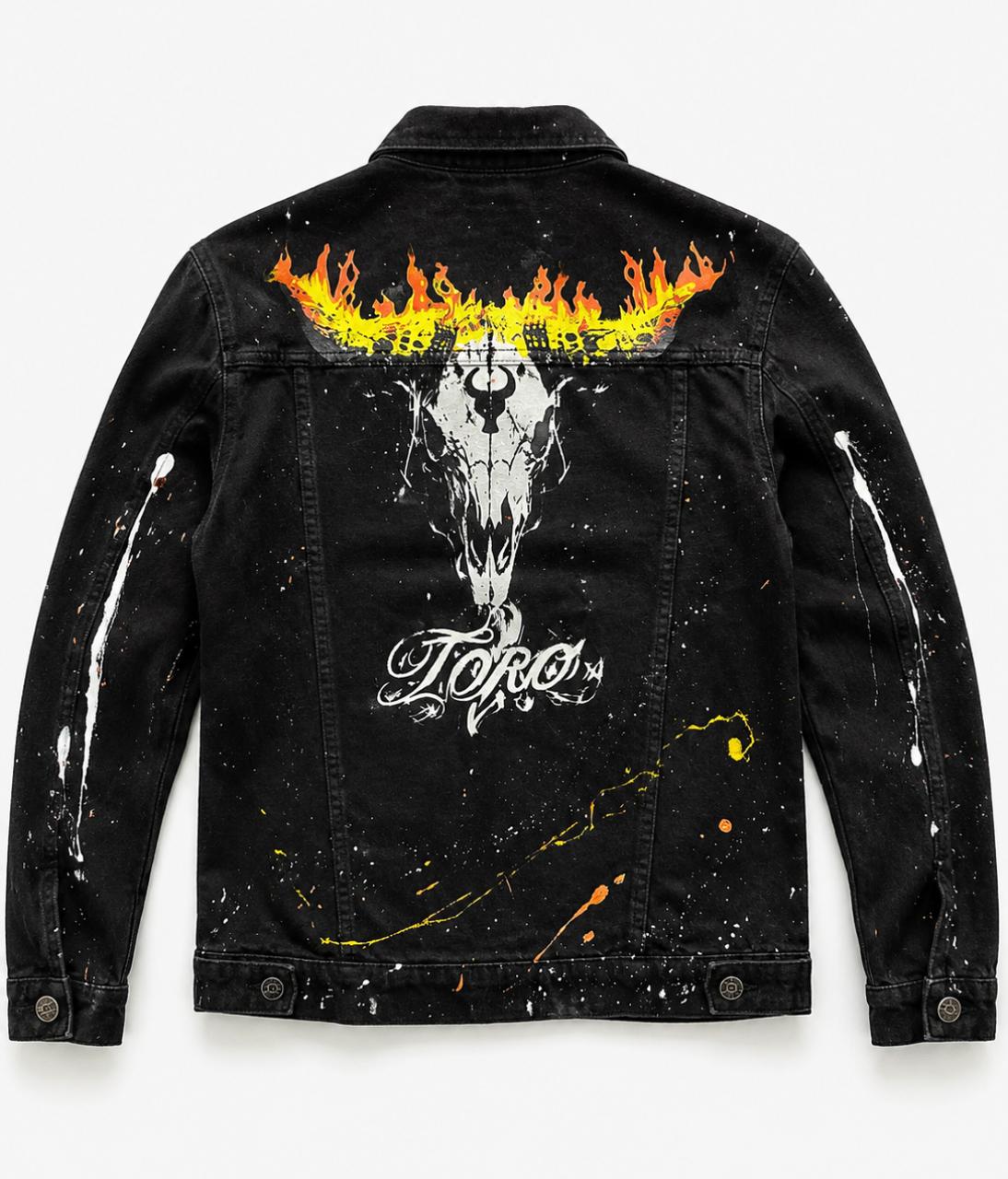 Jaqueta TORO Custom Splash Preta Flame Skull  TAM/G