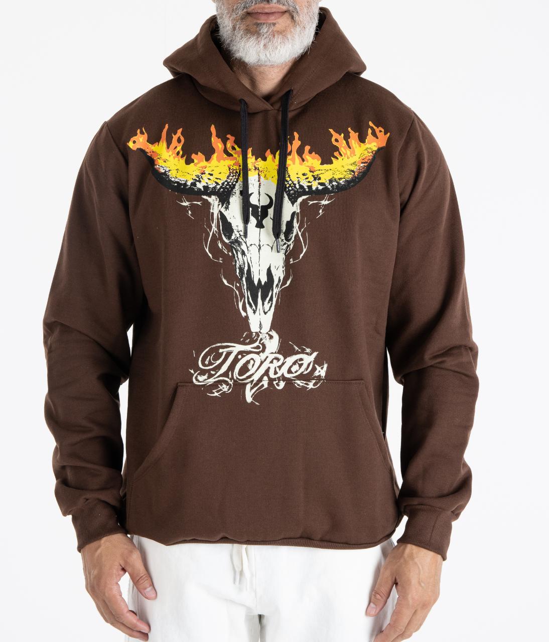Moletom TORO Capuz Flame Skull Marrom