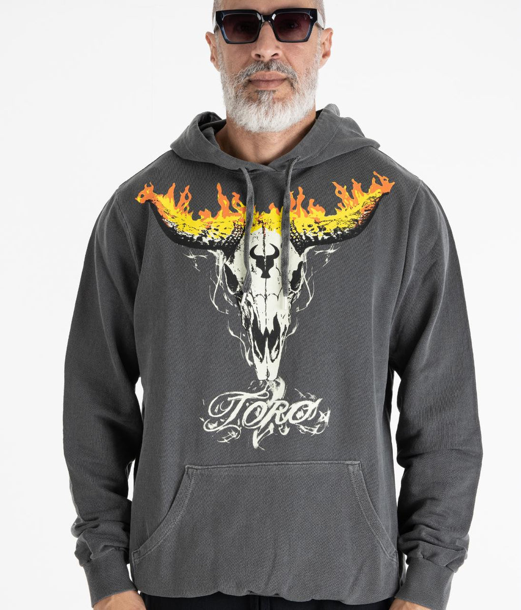 Moletom TORO Capuz Flame Skull Stone