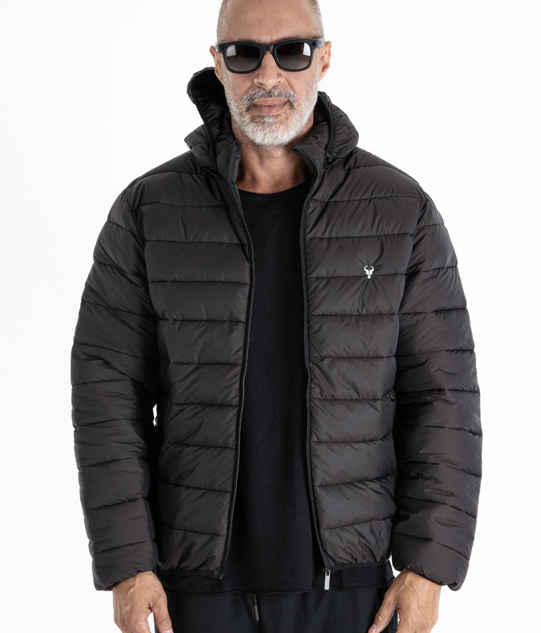 Jaqueta TORO Puffer Preta capuz destacável