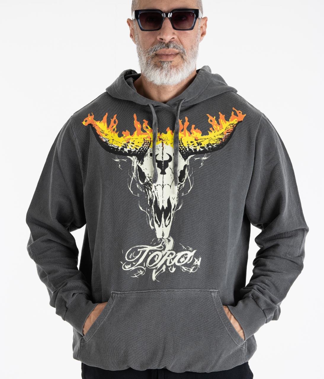 Moletom TORO Capuz Flame Skull Stone