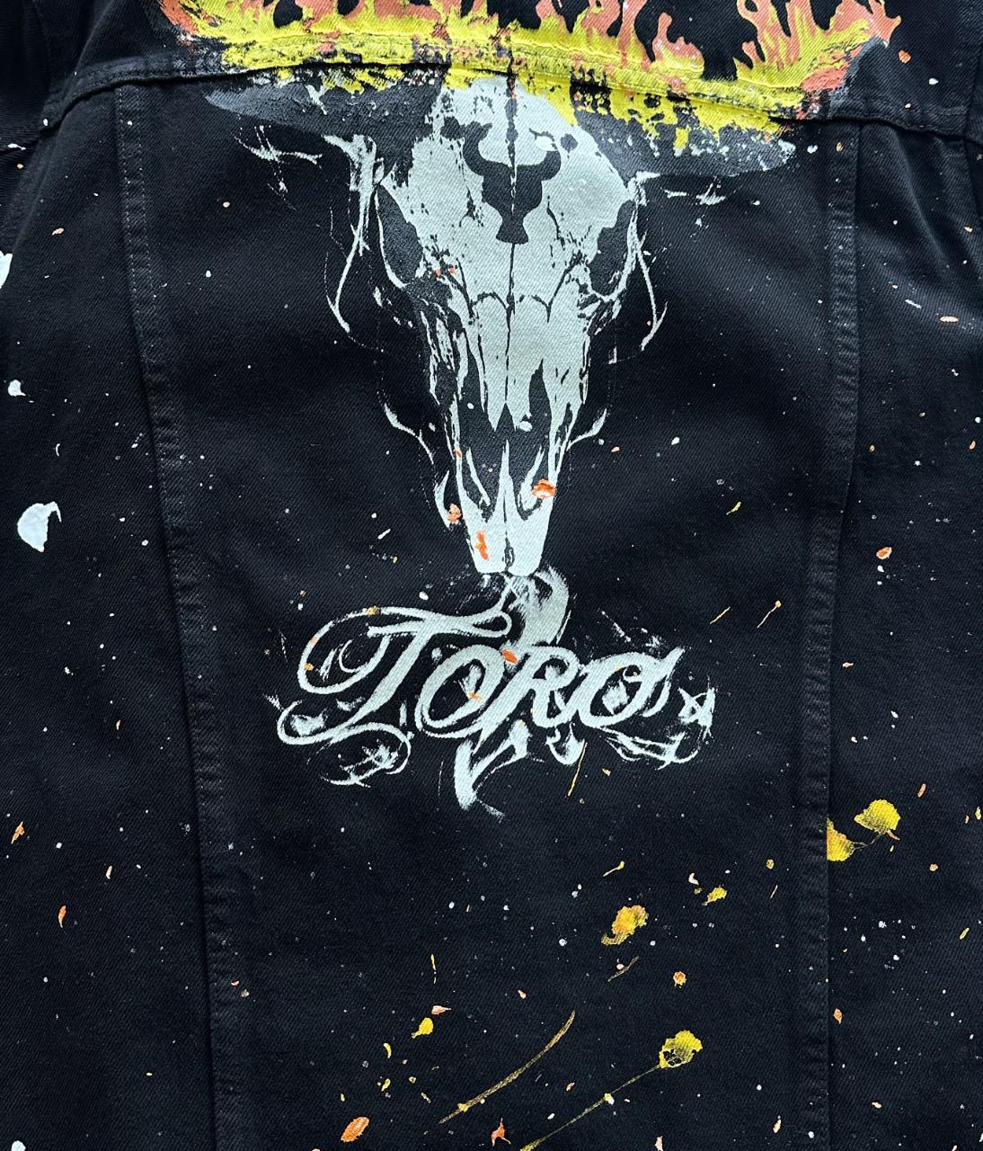 Jaqueta TORO Custom Splash Preta Flame Skull M