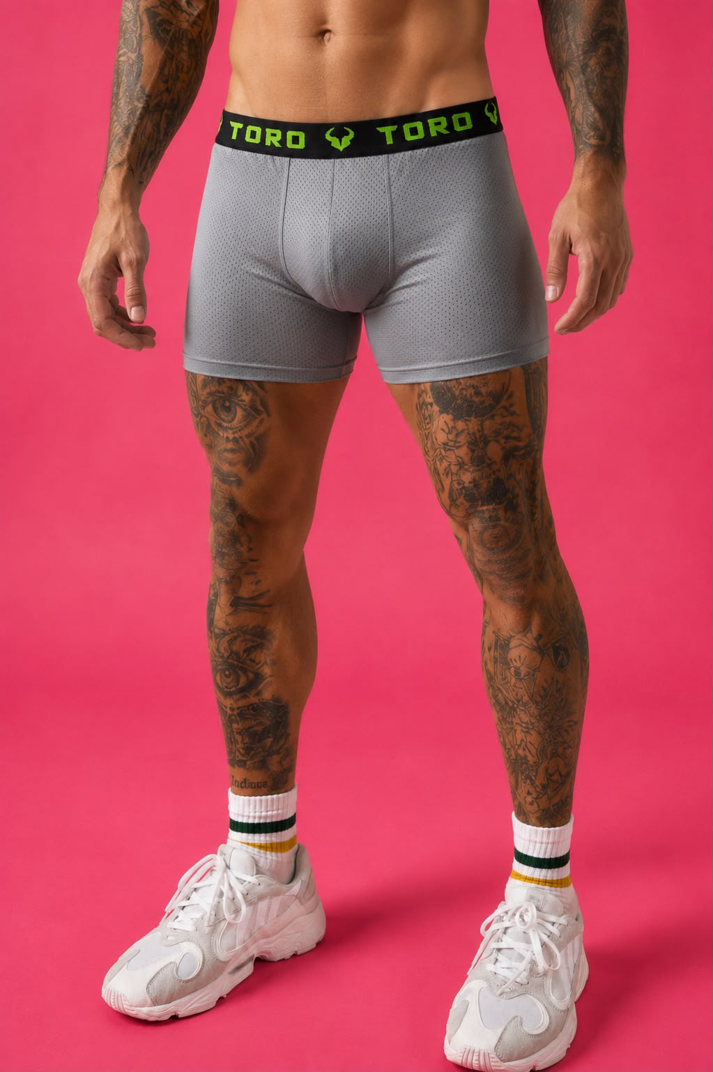 Cueca Toro  Dry cinza claro com elástico verde