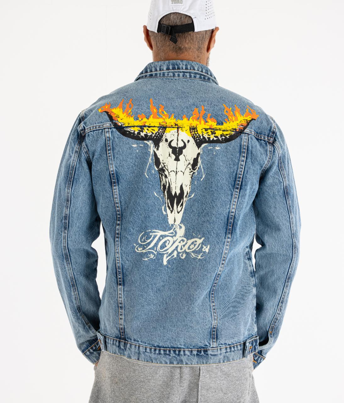 Jaqueta TORO Blue Jeans Flame Skull