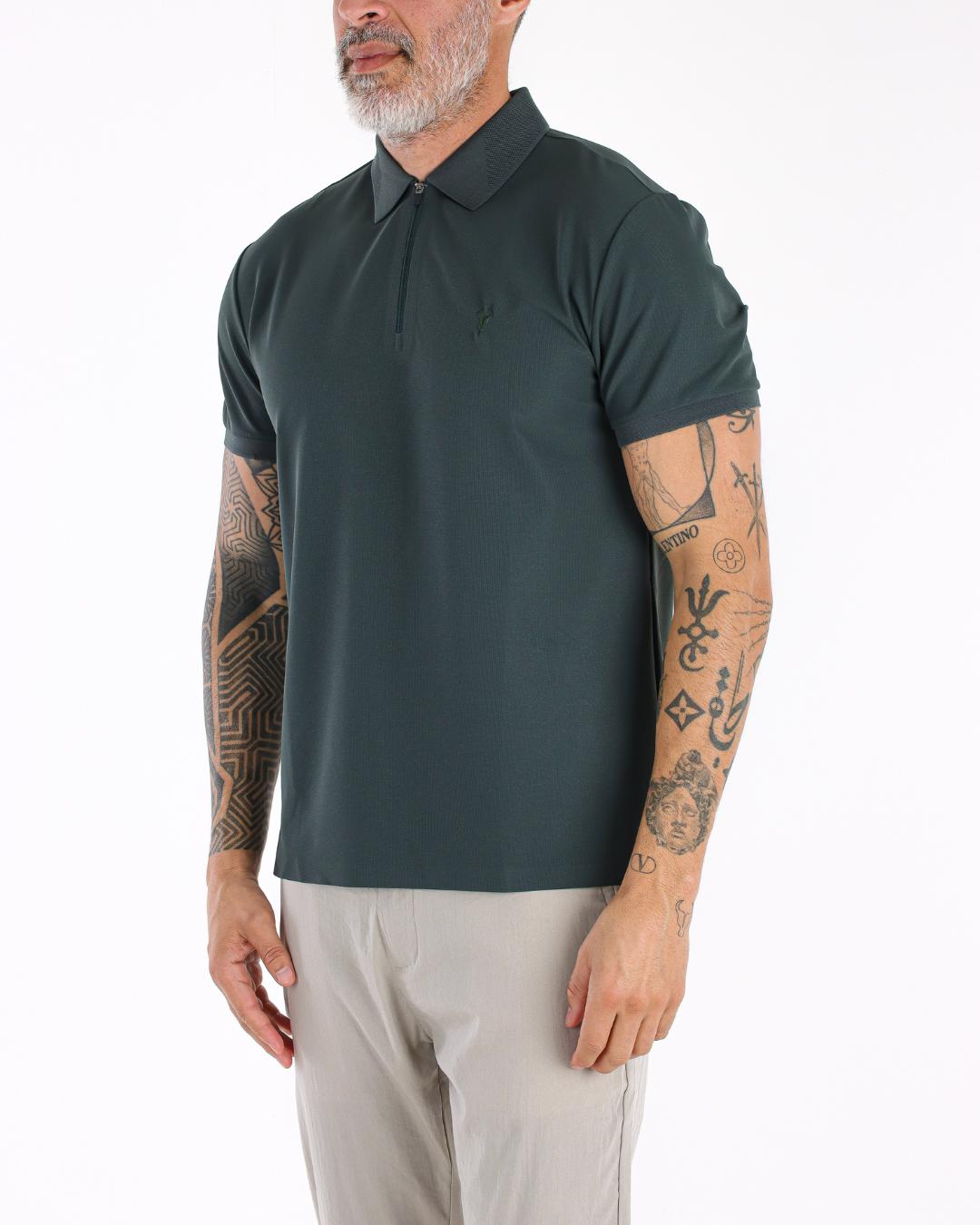 CAMISA POLO TORO TECH ZIPER VERDE PETROLEO POLIAMIDA