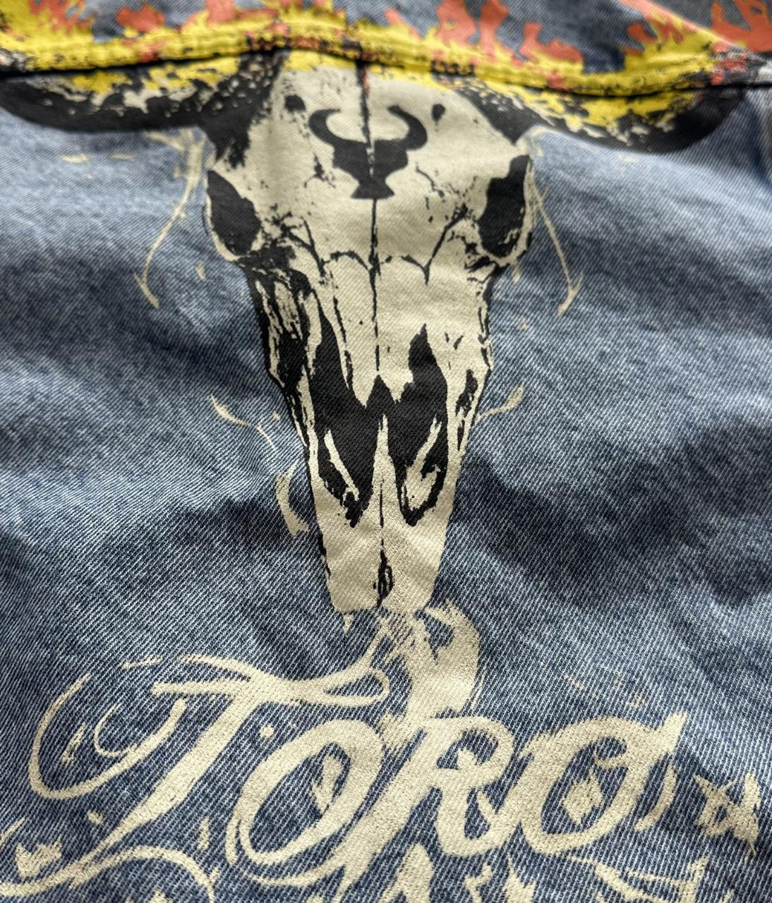 Jaqueta TORO Custom Jeans Flame Skull