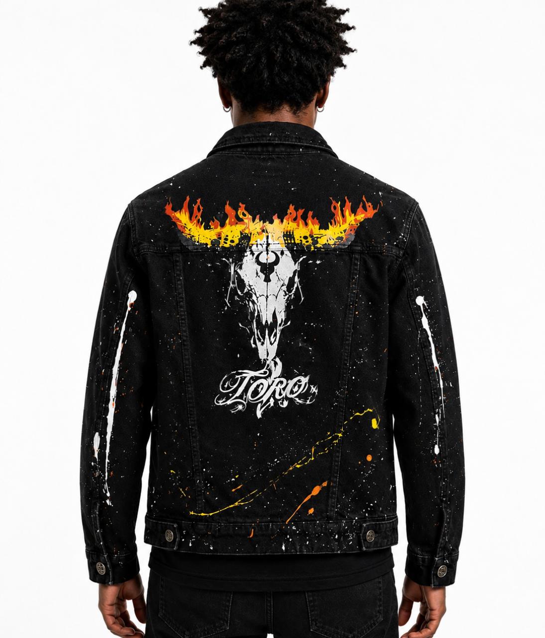 Jaqueta TORO Custom Splash Preta Flame Skull  TAM/G