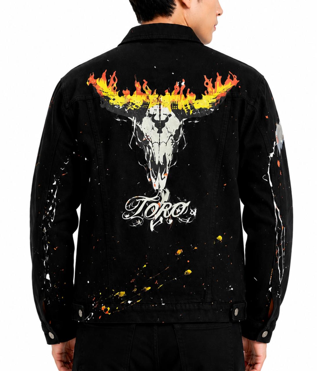 Jaqueta TORO Custom Splash Preta Flame Skull M