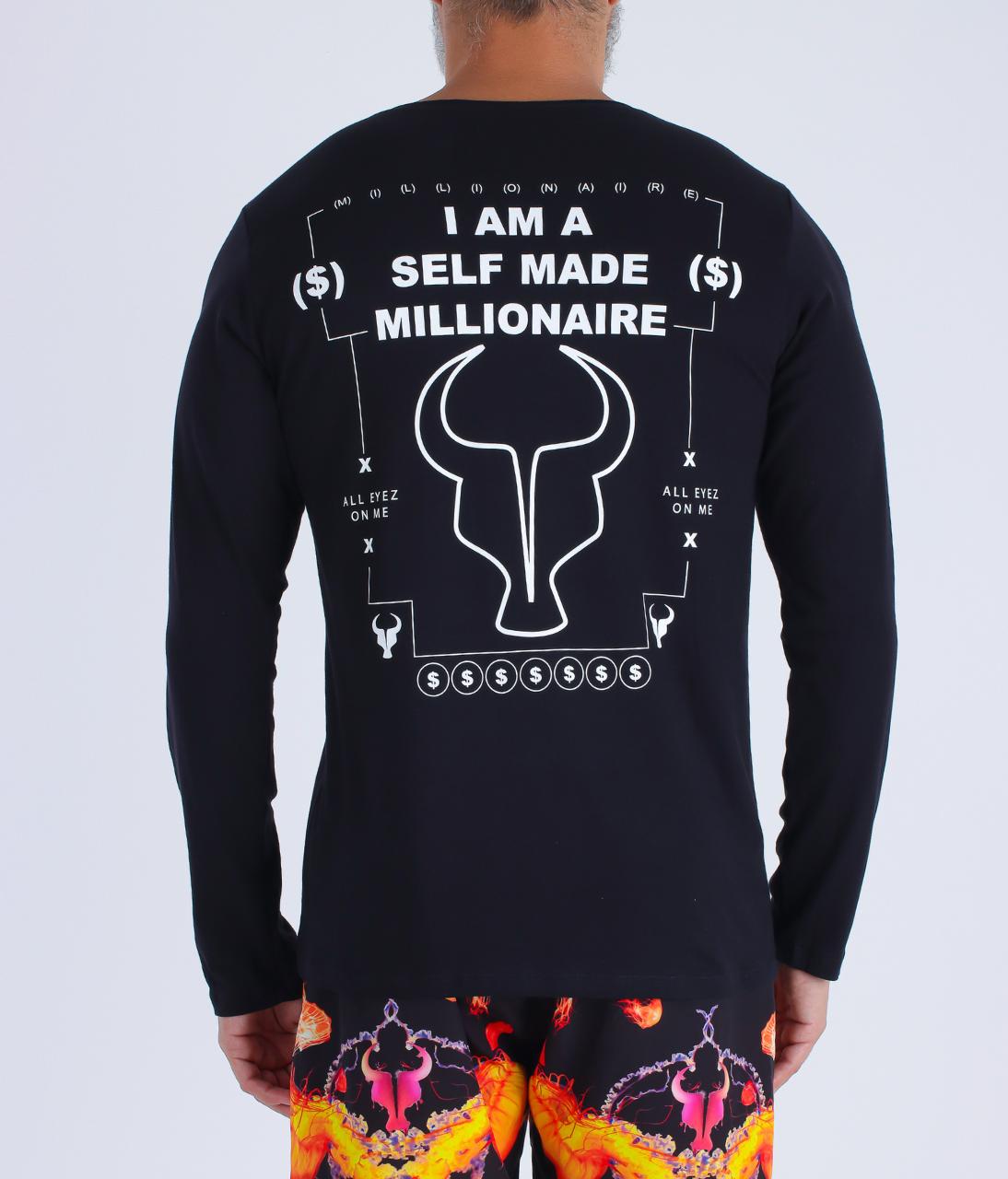T-shirt M/L Toro decote V ALL EYEZ ON ME fio egípcio Black