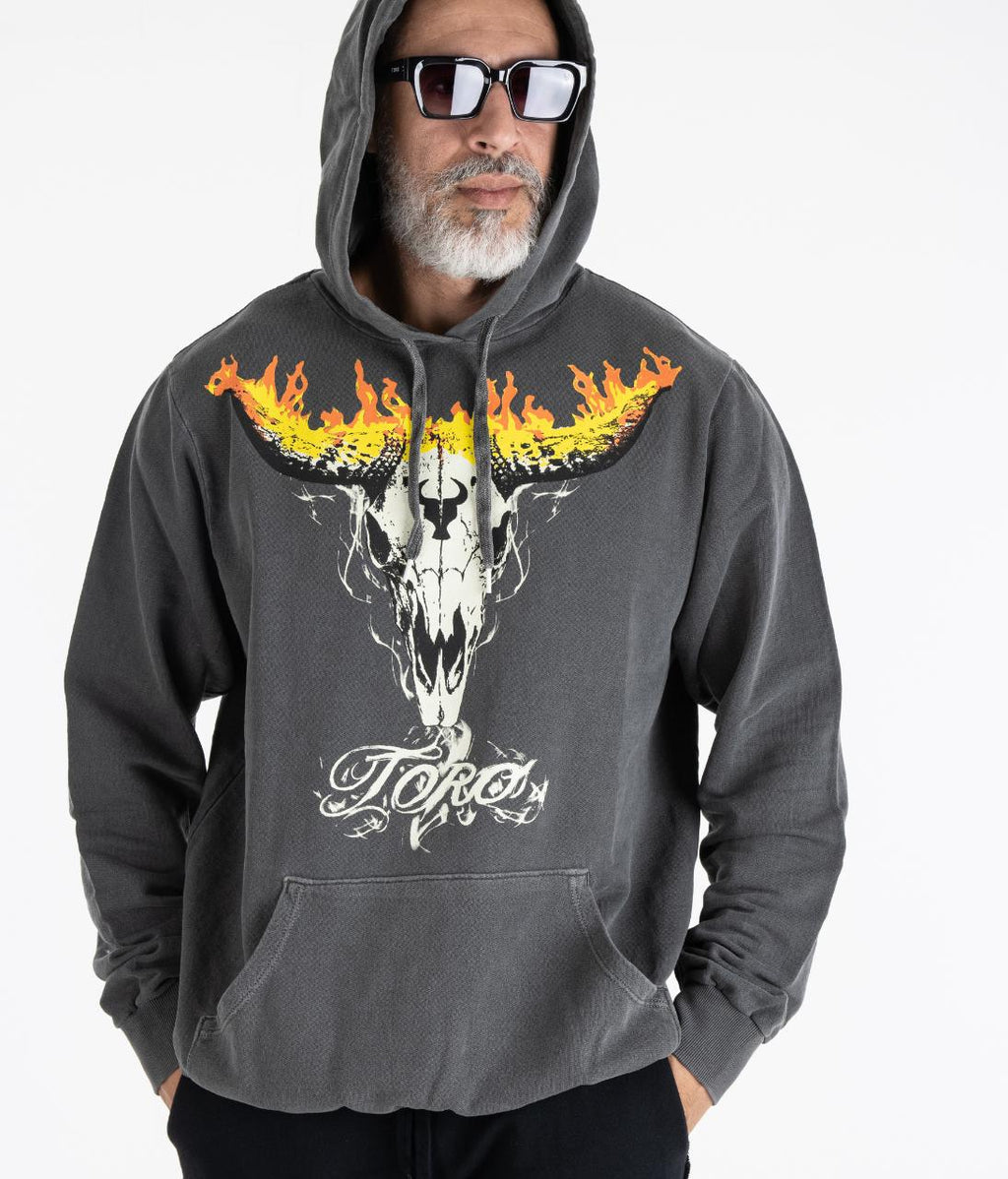Moletom TORO Capuz Flame Skull Stone