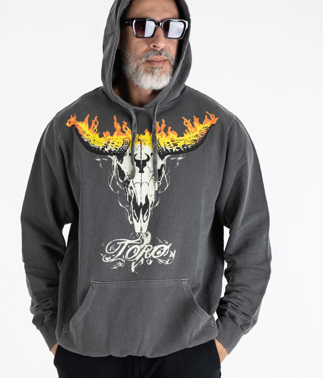 Moletom TORO Capuz Flame Skull Stone