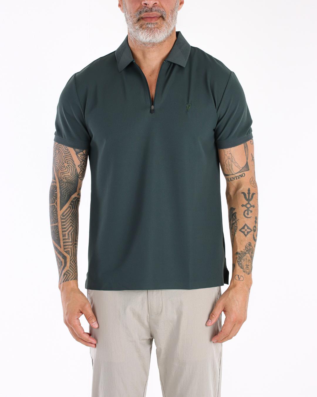 CAMISA POLO TORO TECH ZIPER VERDE PETROLEO POLIAMIDA