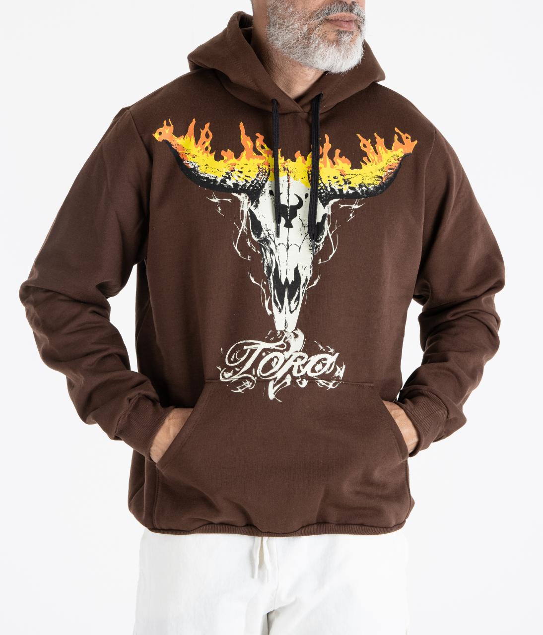 Moletom TORO Capuz Flame Skull Marrom