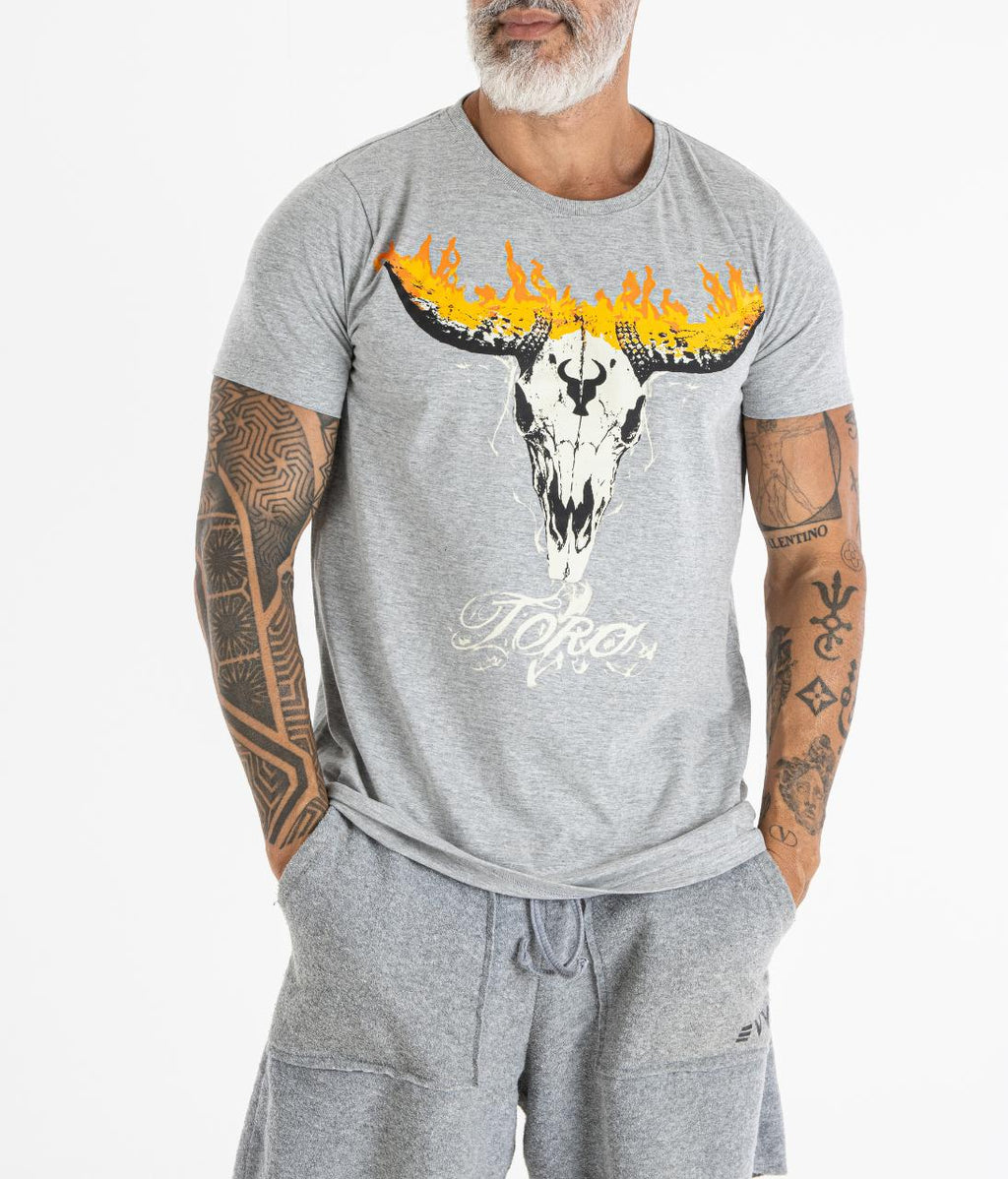 T-shirt TORO Flame Skull Gray