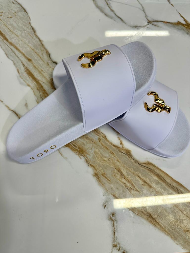 Chinelo Toro Slide White Gold Edition