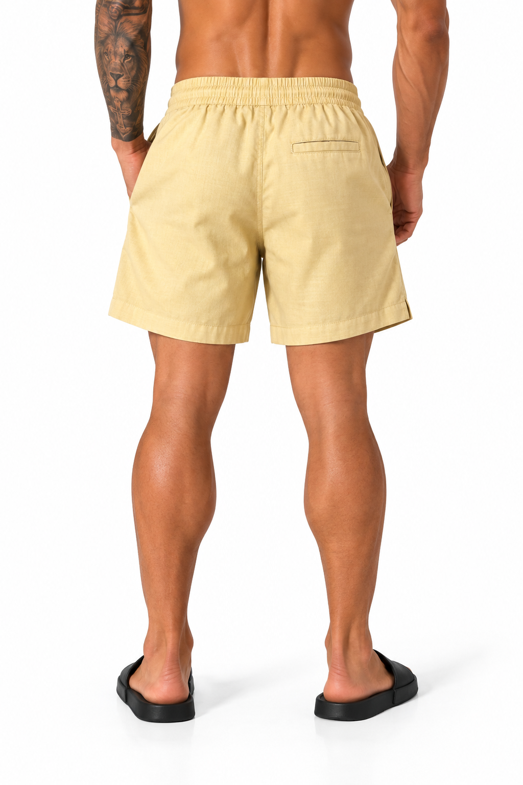 Bermuda curta viscose/linho- amarelo