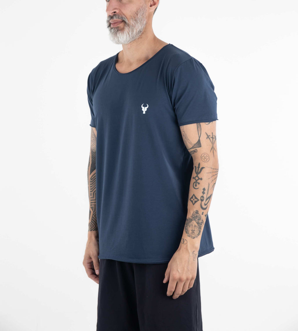 T-shirt Fio Egípcio Corte a Fio Marinho