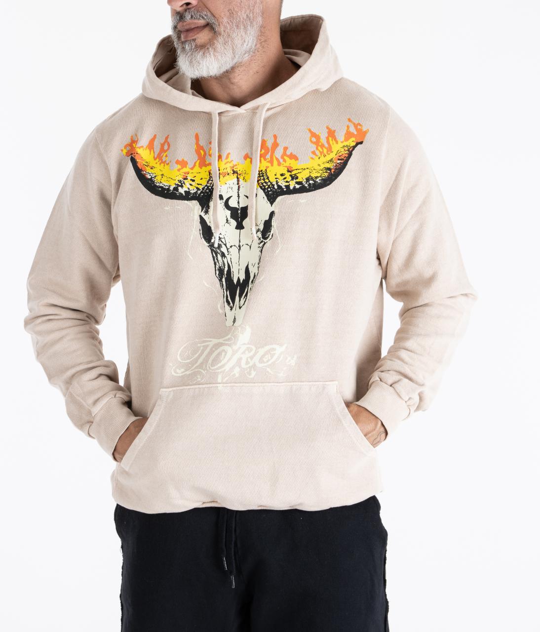 Moletom TORO Capuz Flame Skull Areia
