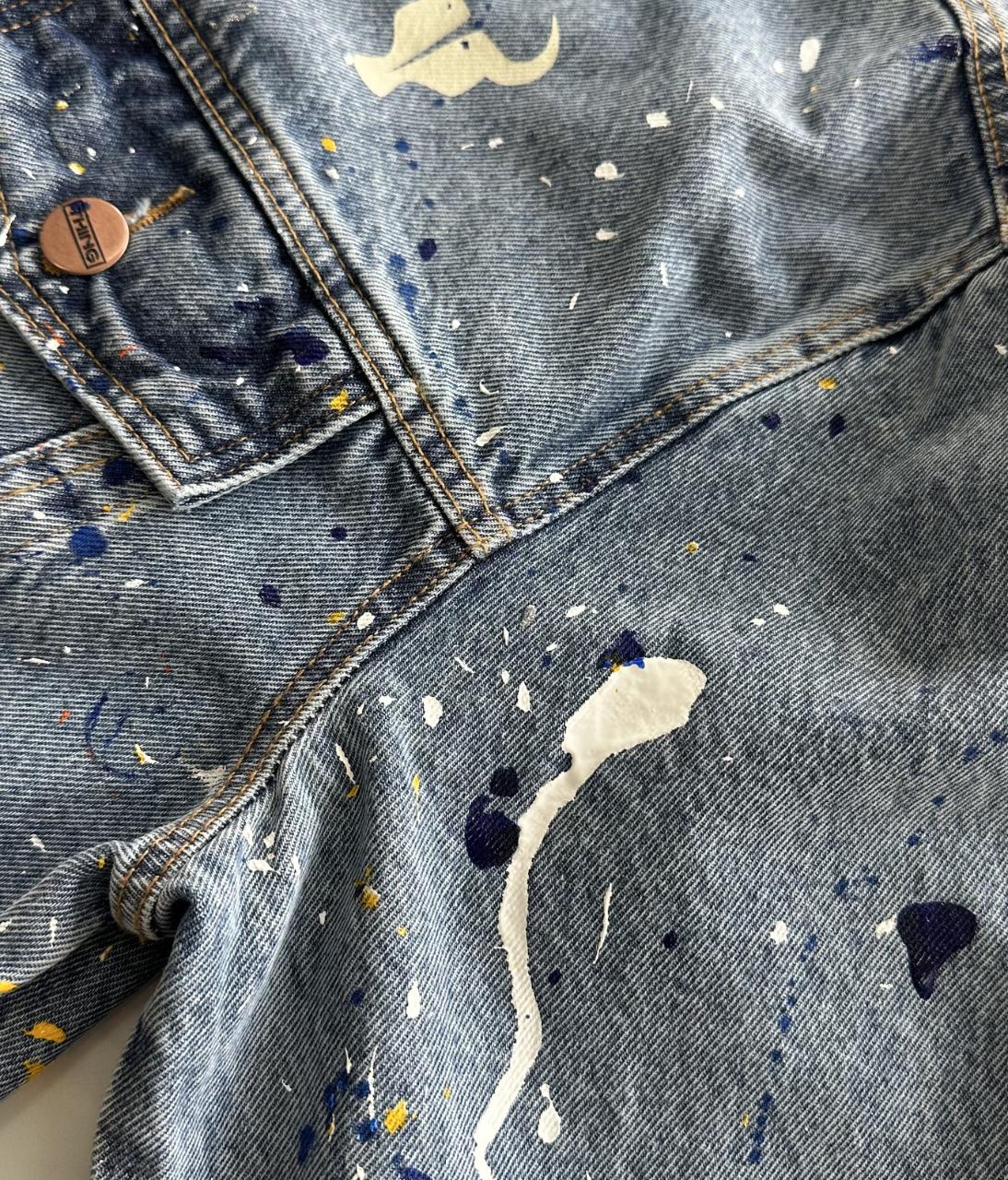 Jaqueta TORO Custom respingos Jeans Flame Skull