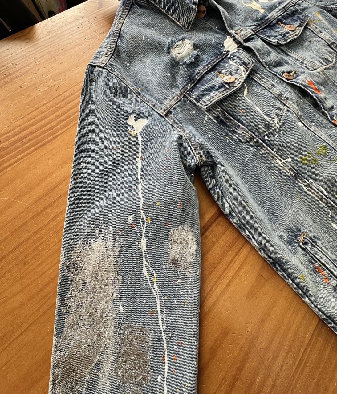 Jaqueta TORO Custom respingos Jeans Flame Skull  Tam/GG