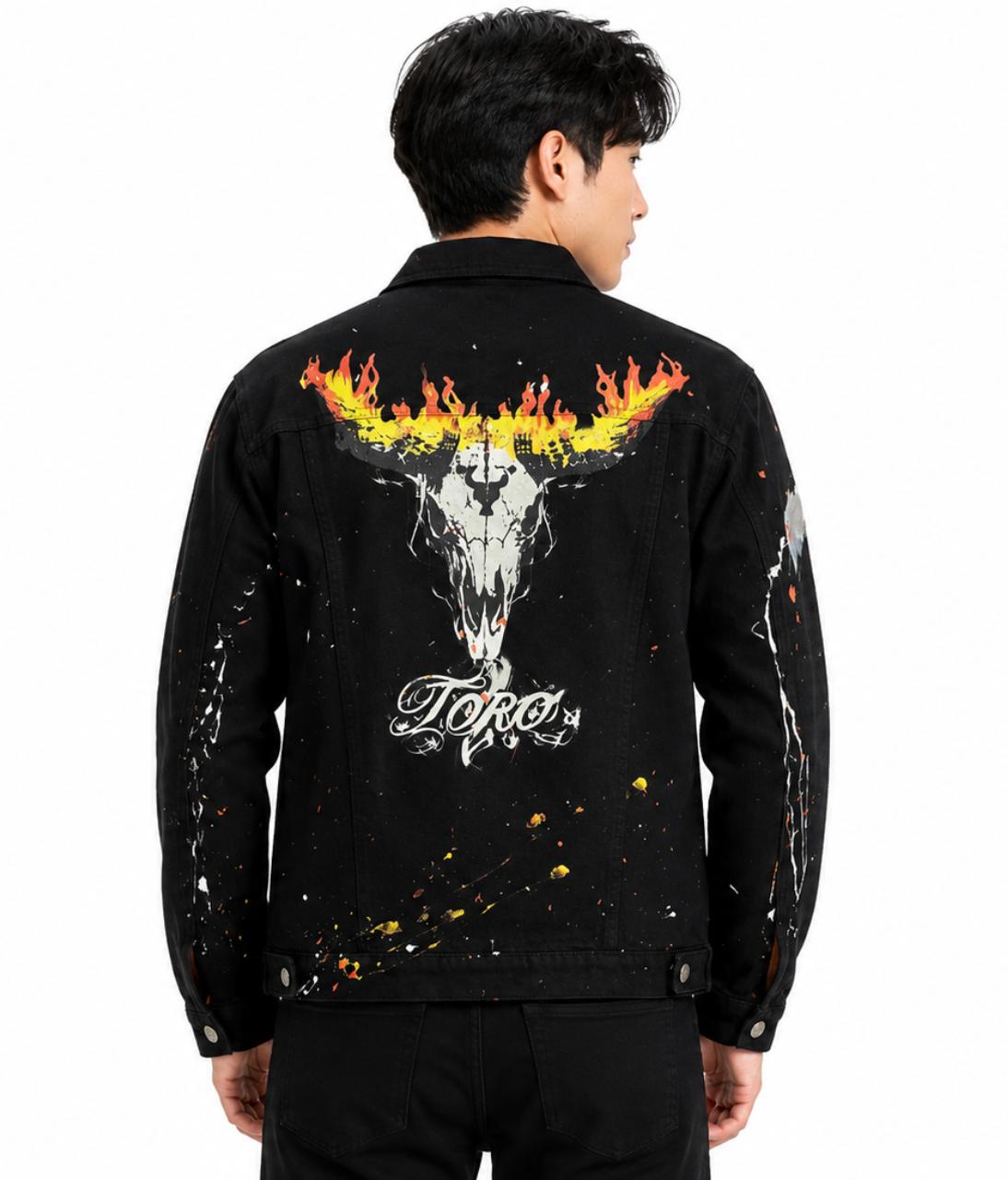 Jaqueta TORO Custom Splash Preta Flame Skull M