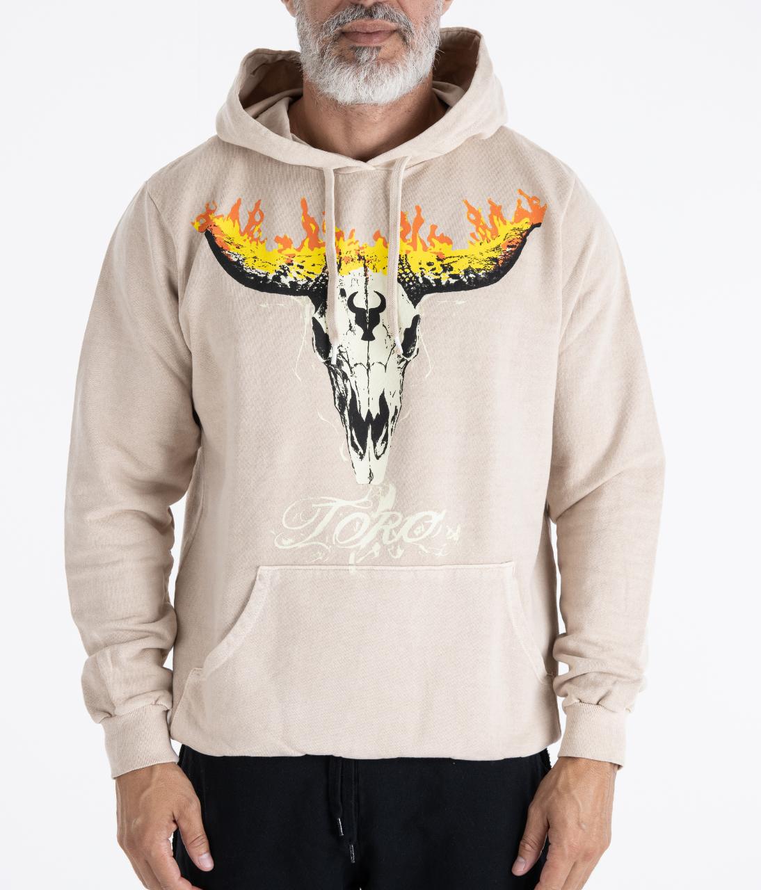 Moletom TORO Capuz Flame Skull Areia