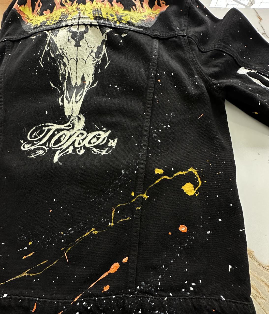 Jaqueta TORO Custom Splash Preta Flame Skull  TAM/G