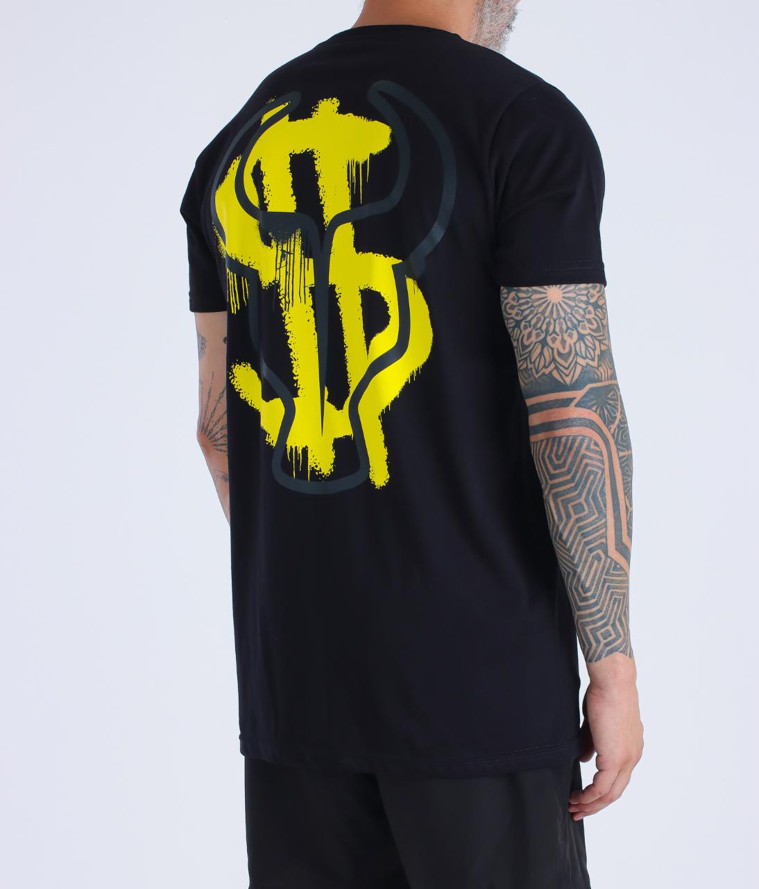 T-Shirt Dollar Spray Black yellow