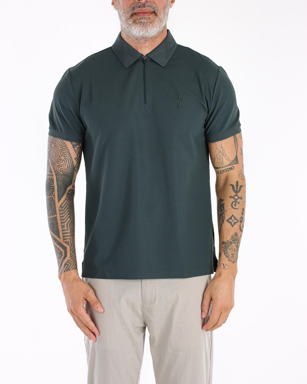 CAMISA POLO TORO TECH ZIPER VERDE PETROLEO POLIAMIDA