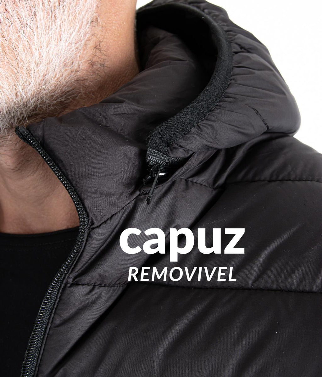 Jaqueta TORO Puffer Preta capuz destacável