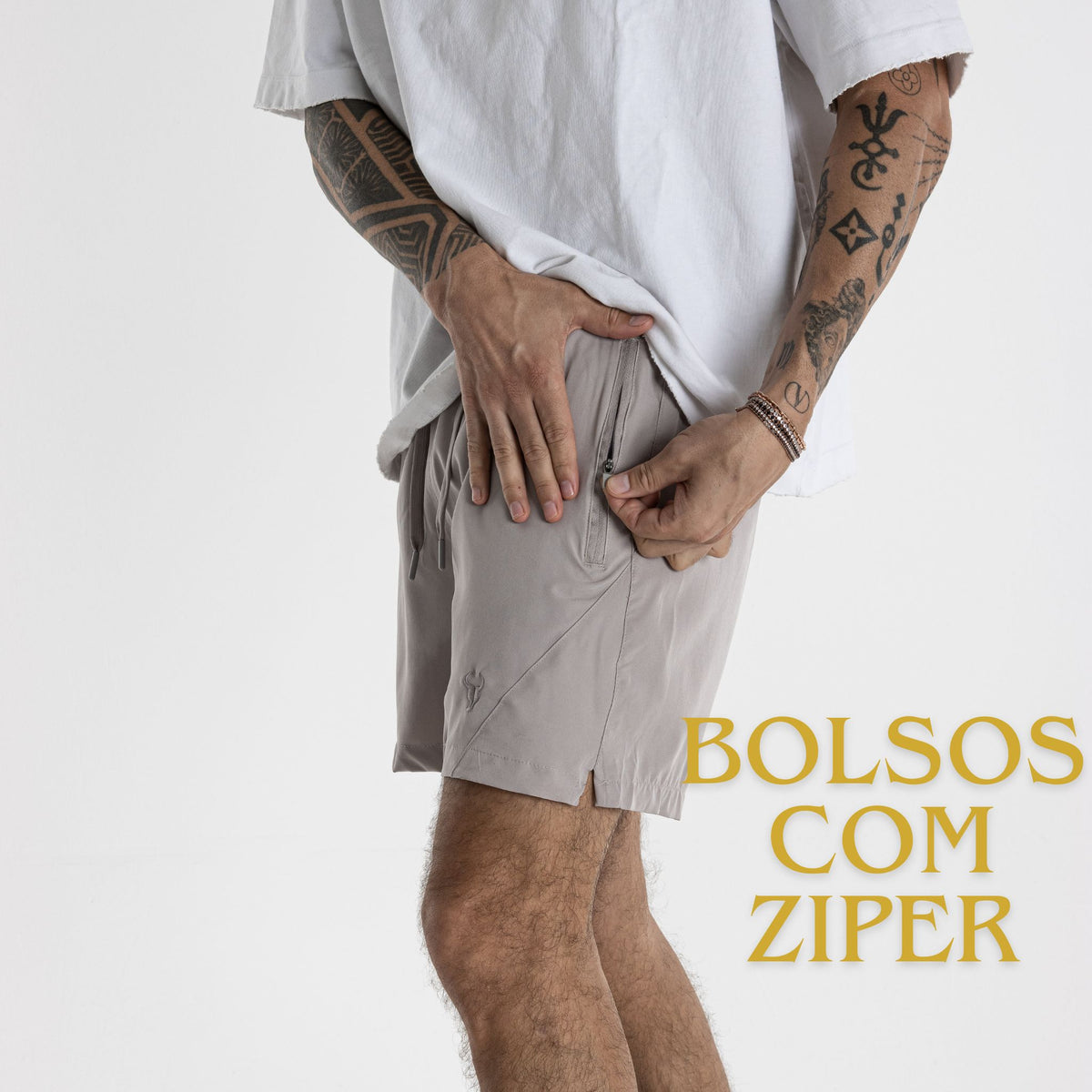 Short Toro Masculino HYBRID Bege c/ forro e zíper