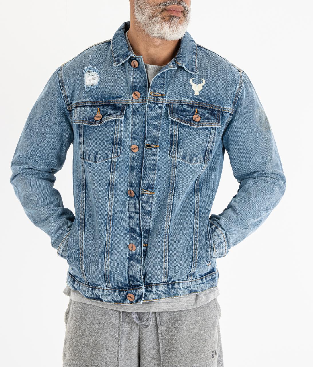 Jaqueta TORO Blue Jeans Flame Skull