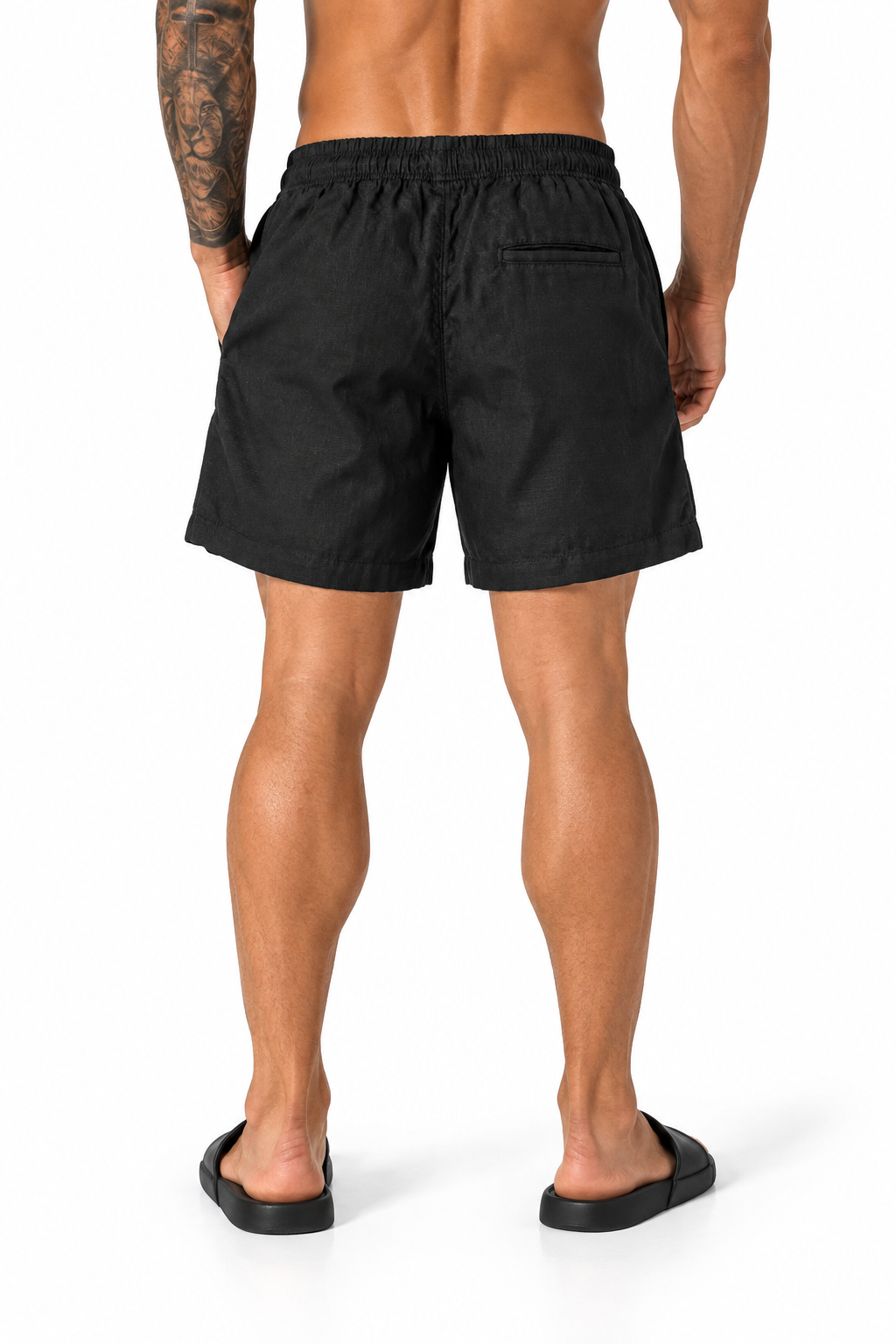 Bermuda curta viscose/linho- preto